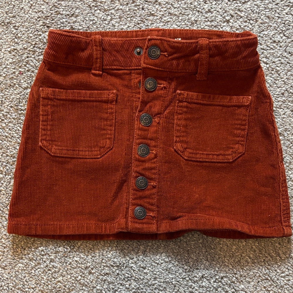 Cat & Jack Rust Corduroy Skirt with Buttons XS 4/5